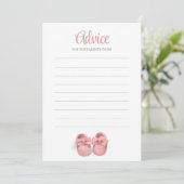 Pink Watercolor Chaussures fille Baby shower carte (Debout devant)