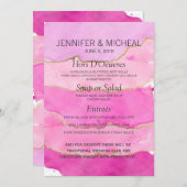 Pink Watercolor et Gold Mariage Menu (Devant / Derrière)