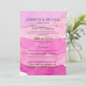 Pink Watercolor et Gold Mariage Menu (Debout devant)