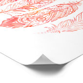 Pink Watercolor Feather Tribal Print Poster (Coin)