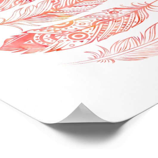 Pink Watercolor Feather Tribal Print Poster (Coin)