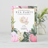 Pink Watercolor Floral Birthday Invitation (Debout devant)