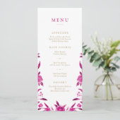 Pink Watercolor floral Chinoiserie menu Mariage (Debout devant)