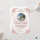 Pink Watercolor Floral Elegant Wedding Kaart