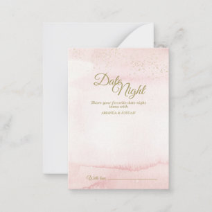 Pink Watercolor Gold Type Date Carte de conseil de