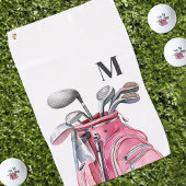 Pink Watercolor Initial Monogram Golfhanddoek