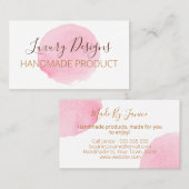 Pink Watercolor On White Handmade Visitekaartje (Voorkant / Achterkant)