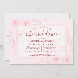 Pink Watercolor Peonies Wedding Rehearsal Dinner Kaart