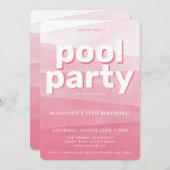 Pink Watercolor Pool Party Anniversaire Invitation (Devant / Derrière)
