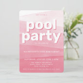 Pink Watercolor Pool Party Anniversaire Invitation (Debout devant)
