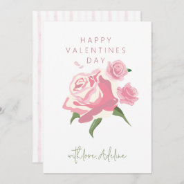 Pink Watercolor Rose Flower Valentines Day Feestdagenkaart