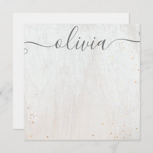 Pink Watercolor Signature Script Note Card Notitiekaartje (Voorkant / Achterkant)