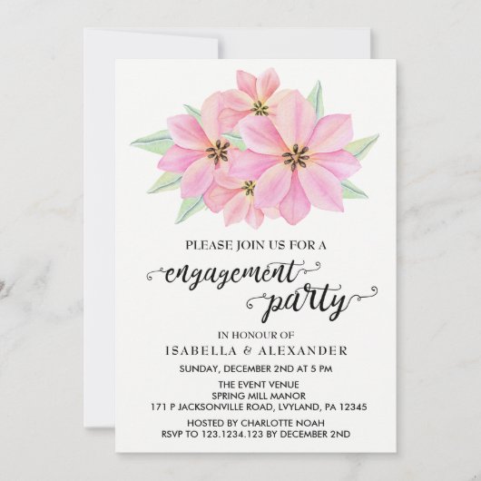 Pink Watercolor Tulips Engagement Party Invitation (Devant)
