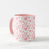 Pink Watercolor Valentine Hearts Pattern Mok (Voorkant links)