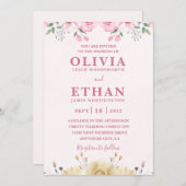Pink Watercolor Wedding Party Virtual Invitation  Kaart (Voorkant / Achterkant)