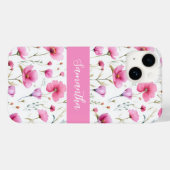 Pink Watercolor Wildflower Name Case-Mate iPhone Case (Achterkant (horizontaal))