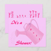 Pink Watering Can Baby Douche Invitations (Devant / Derrière)