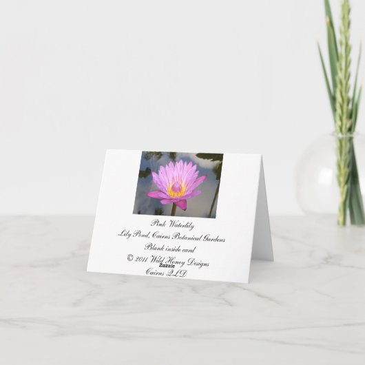 Pink Waterlily Notecard Kaart (Achterkant)