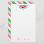 Pink Watermelon rayures papeterie personnalisée (Devant / Derrière)