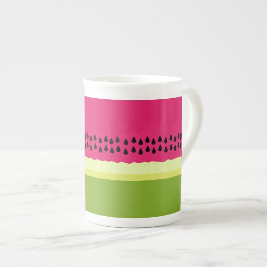 Pink Watermelon Slice Bone China Mug (Devant droit)