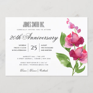 PINK WATERVERF FLORAL CORPORATE PARTY GEBEURTENIS KAART