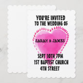 PINK WATERVERF HEART WEDDING INVITATIONS CUSTOM KAART (Voorkant / Achterkant)