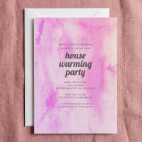 Pink waterverf House warming party uitnodiging