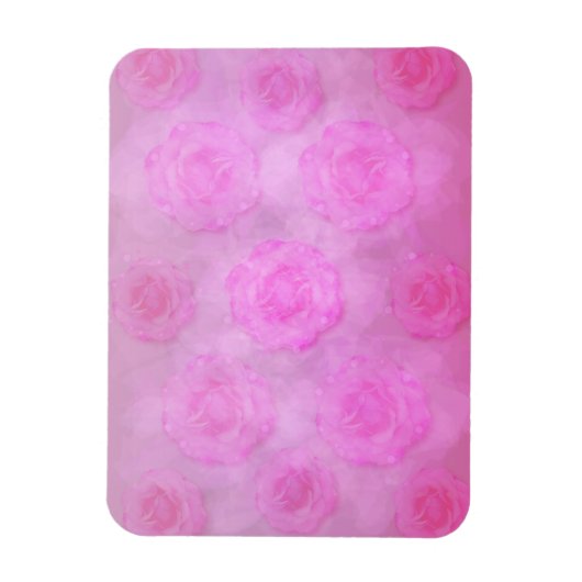 PINK Waterverf rozen Magneet (Verticaal)