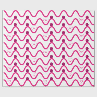 Pink Waves & Hearts Patroon Inpakpapier