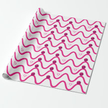 Pink Waves & Hearts Patroon Inpakpapier
