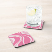 Pink Waves Square Coaster Bier Onderzetter (Rechterzijde)