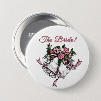 Pink Wedding Bells The Bride Ronde Button 7,6 Cm