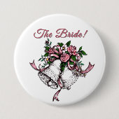 Pink Wedding Bells The Bride Ronde Button 7,6 Cm (Voorkant)
