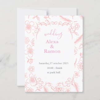 pink wedding briefkaart