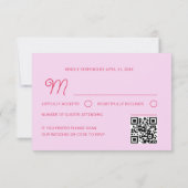 Pink Wedding Cake RSVP Card with QR Code (Dos)