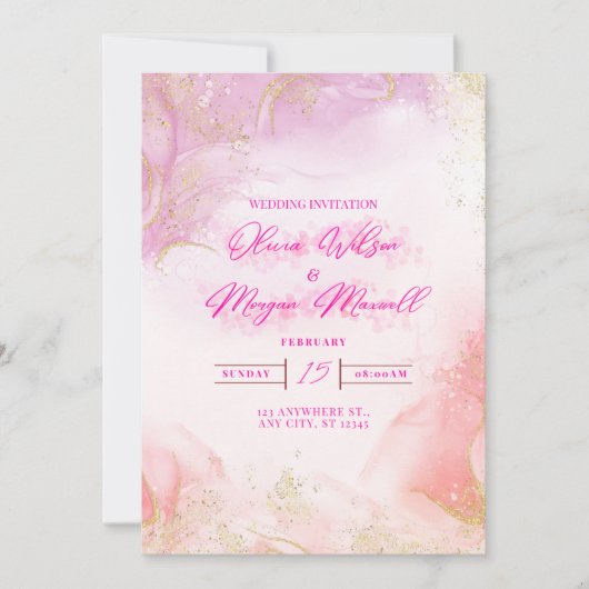 Pink Wedding Invitation (Devant)
