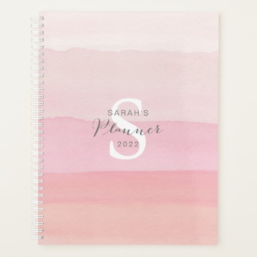 Pink Weekly planner Aquarelle abstraite tendance (Devant)