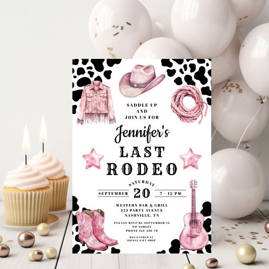 Pink Western Last Rodeo Bachelorette Kaart