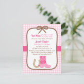 Pink Western Pays bébé Douche Invitations (Debout devant)