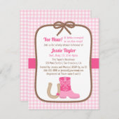 Pink Western Pays bébé Douche Invitations (Devant / Derrière)