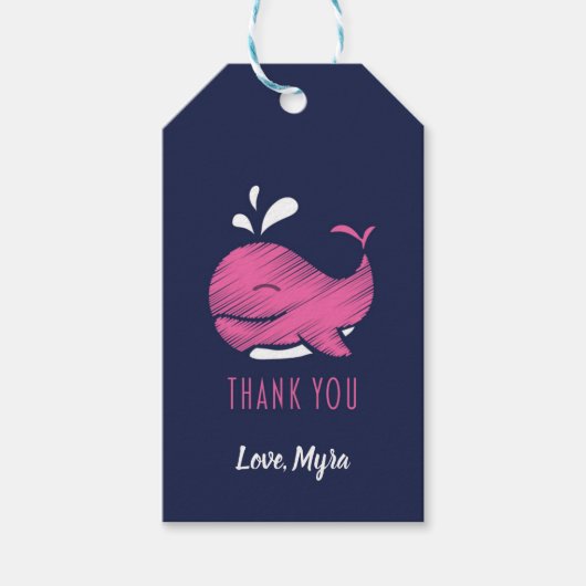 Pink Whale Gift Label Cadeaulabel (Voorkant)
