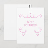 Pink Whimsical Flourd Numéro de table Carte postal (Devant / Derrière)