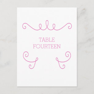 Pink Whimsical Flourd Numéro de table Carte postal