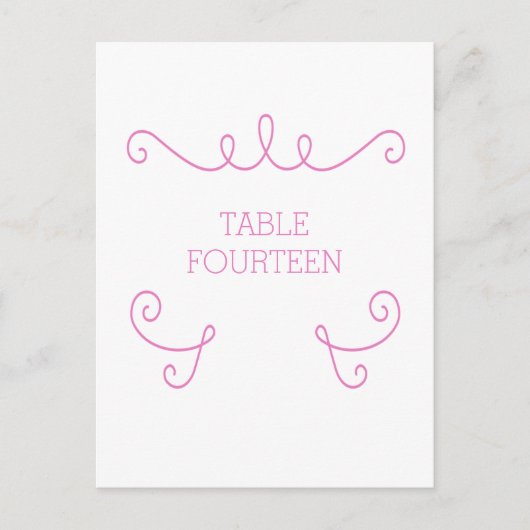 Pink Whimsical Flourd Numéro de table Carte postal (Devant)