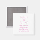 Pink Whimsical Flourish Save the Date Magnet (Recto/Verso)
