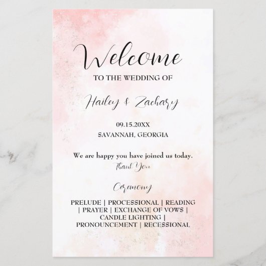 Pink Whispers Programme de mariage (Devant)