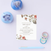Pink White 3D Wildflowers BUDGET Wedding Flyer (Enkel)