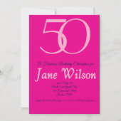 Pink, white and black 50th Birthday Invitation (Devant)