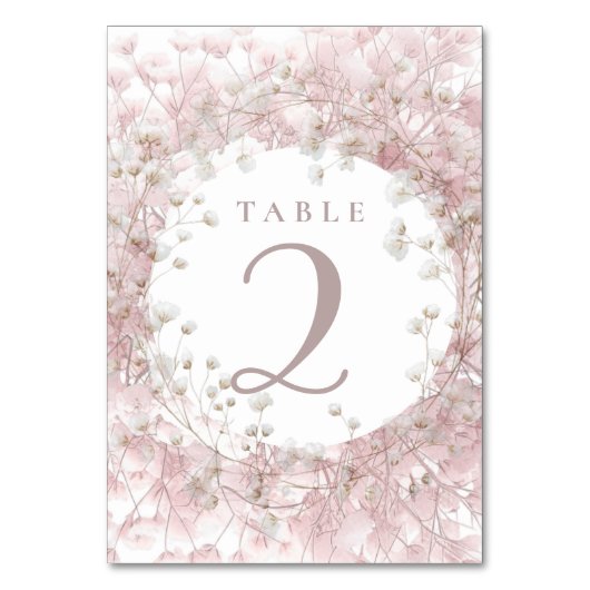 pink white baby's breath flowers table 2 kaart (Achterkant)