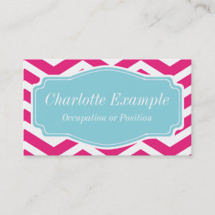 Pink White Blue Chevron Personal Visitekaartje